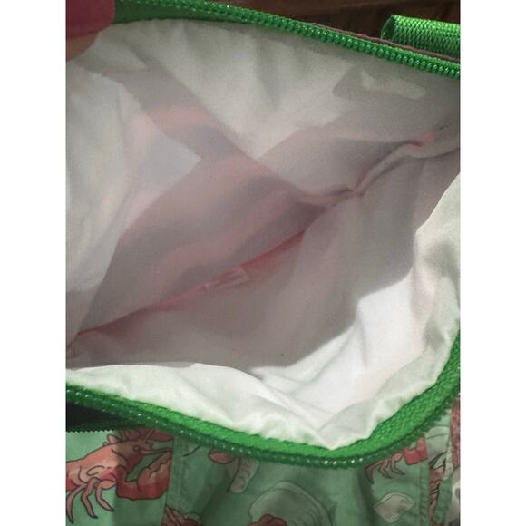 LeSportsac Kasey Rugby Stripe Pink Navy Green  Nylon Crossbody - Picture 3 of 5